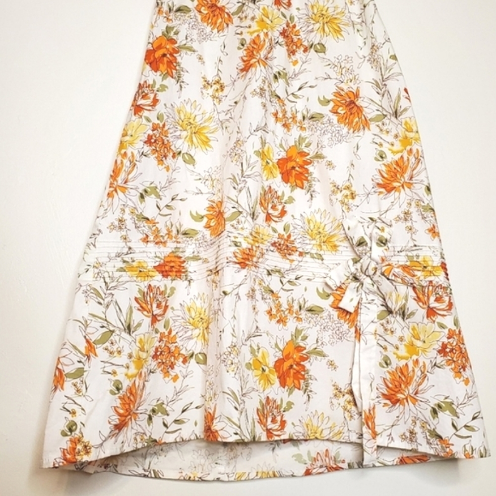 Springtime Song Orange, Green, Yellow and White Floral Print Halter Dress - Picture 7 of 16